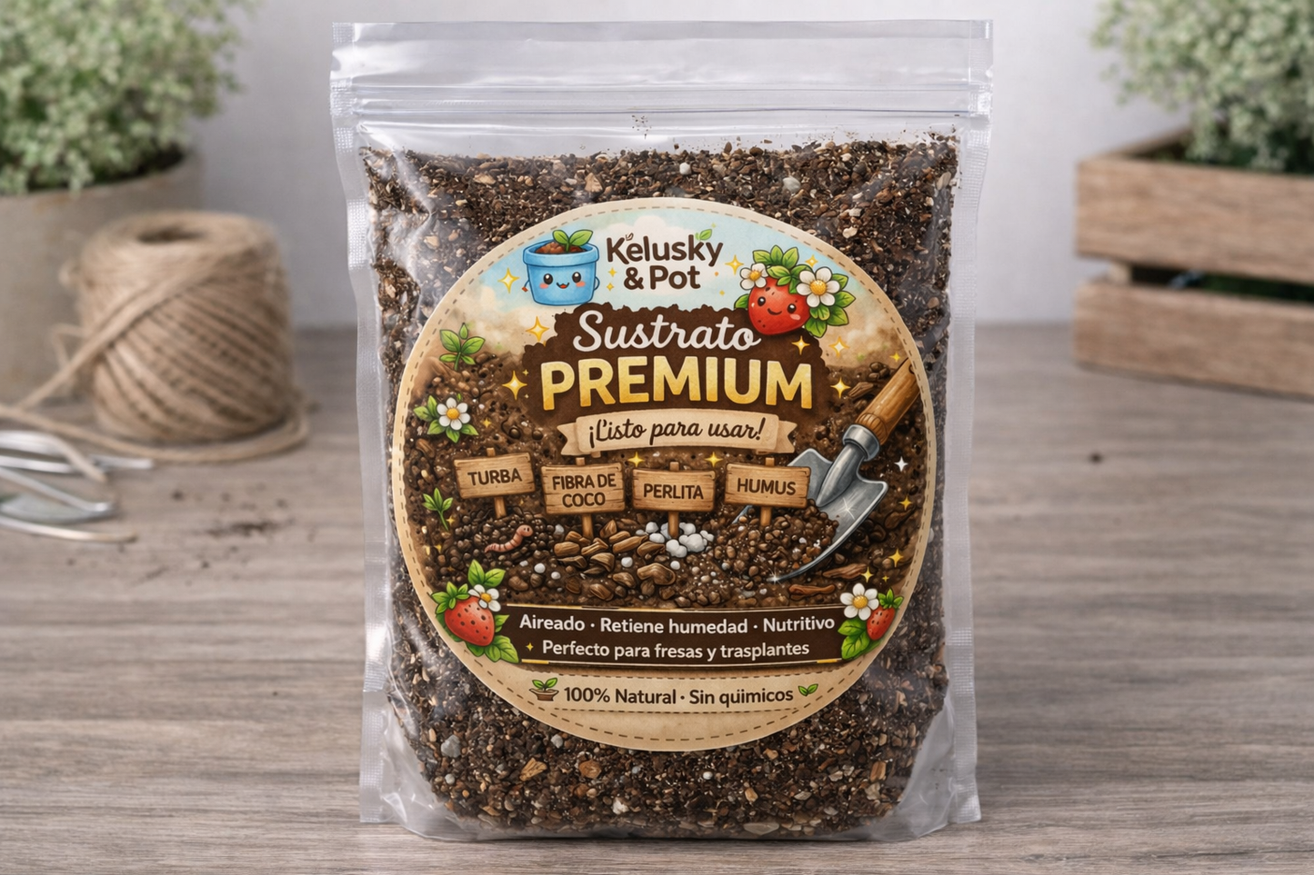 Kit educativo de cultivo de fresas, sostenible y hecho a mano.